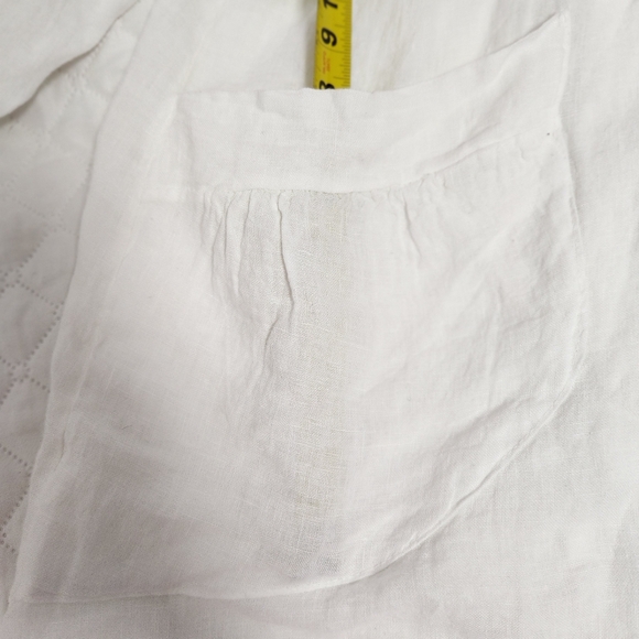 Elegant White Open-Front MARINA GIGLI Linen Cardigan - Picture 9 of 13